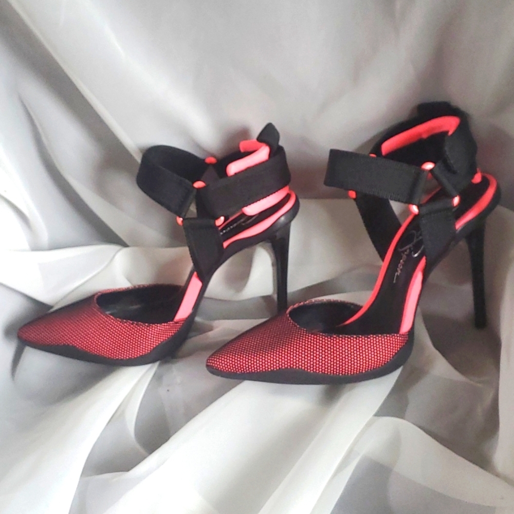 Jessica Simpsons JP-GAZZELA PINK/BLACK FLUO NET SPORT WOMEN'S HEELS SHOES new